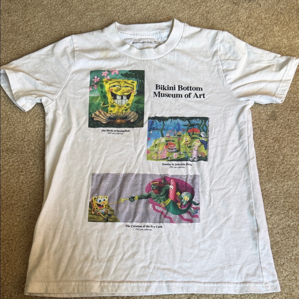 Abercrombie White Graphic T-Shirt with Cartoon Print